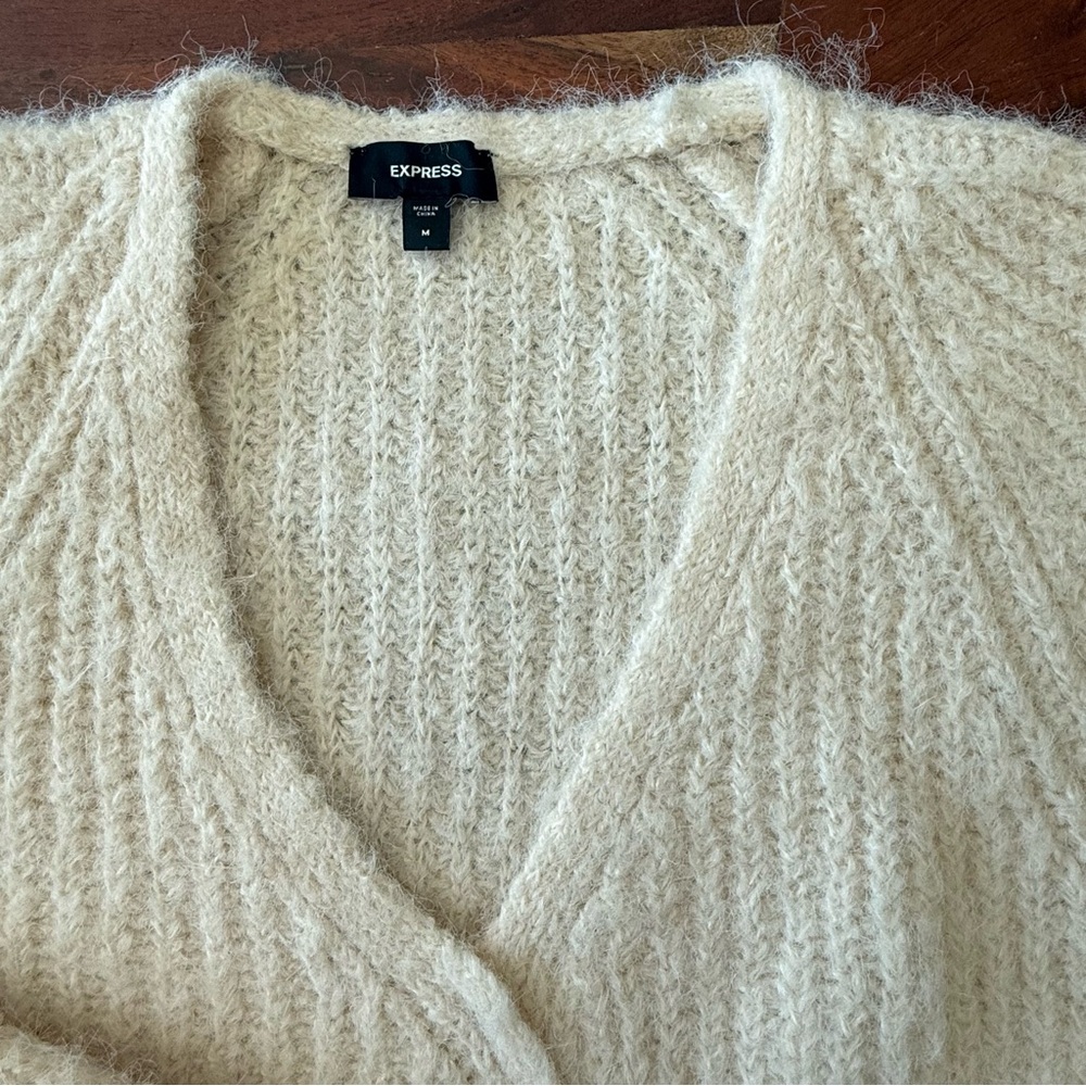 Express fuzzy sweater :: faux crossover :: like new - Picture 4 of 11